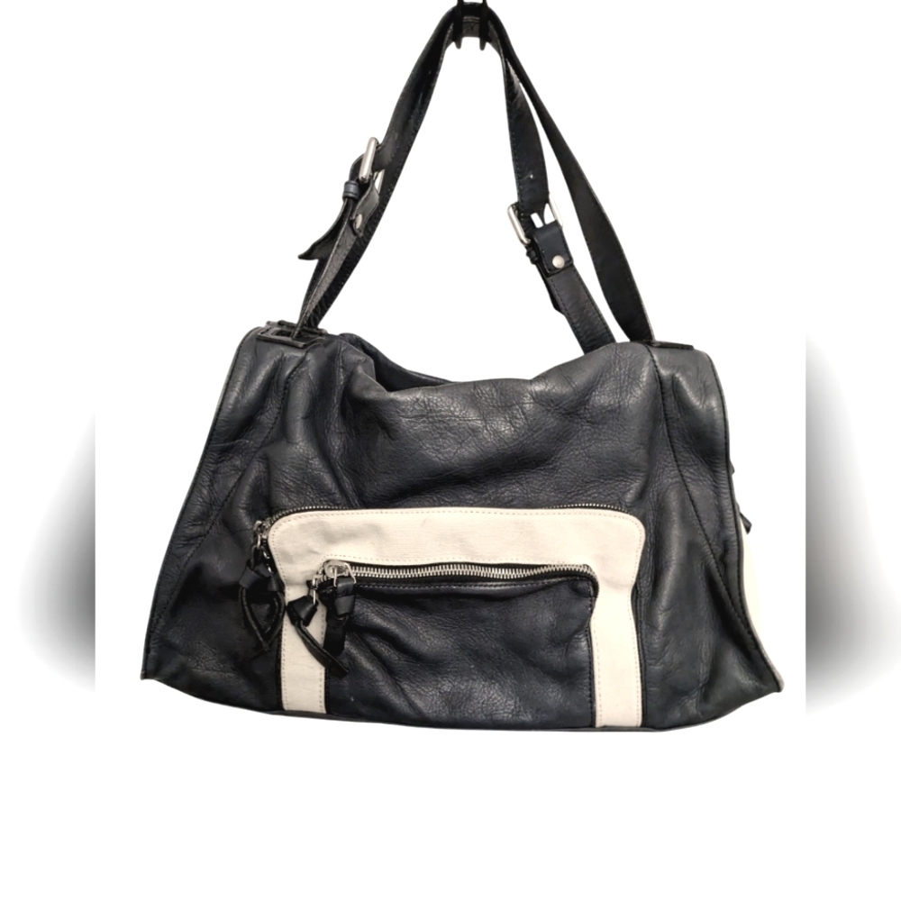 Stylish Black and White Leather Bag